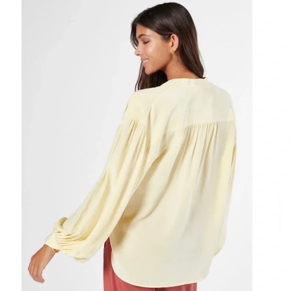 NEW JOIE YELLOW SILK LONG SLEEVE BLOUSE - Picture 5 of 7